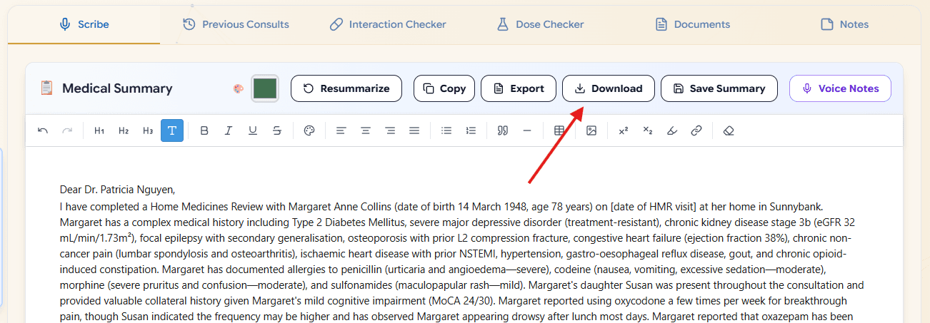 Scribe download options for PDF and Word