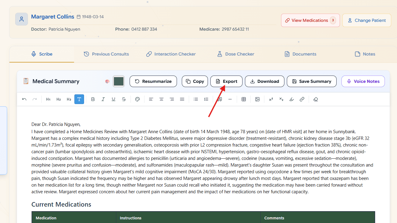 Scribe export to custom Word template