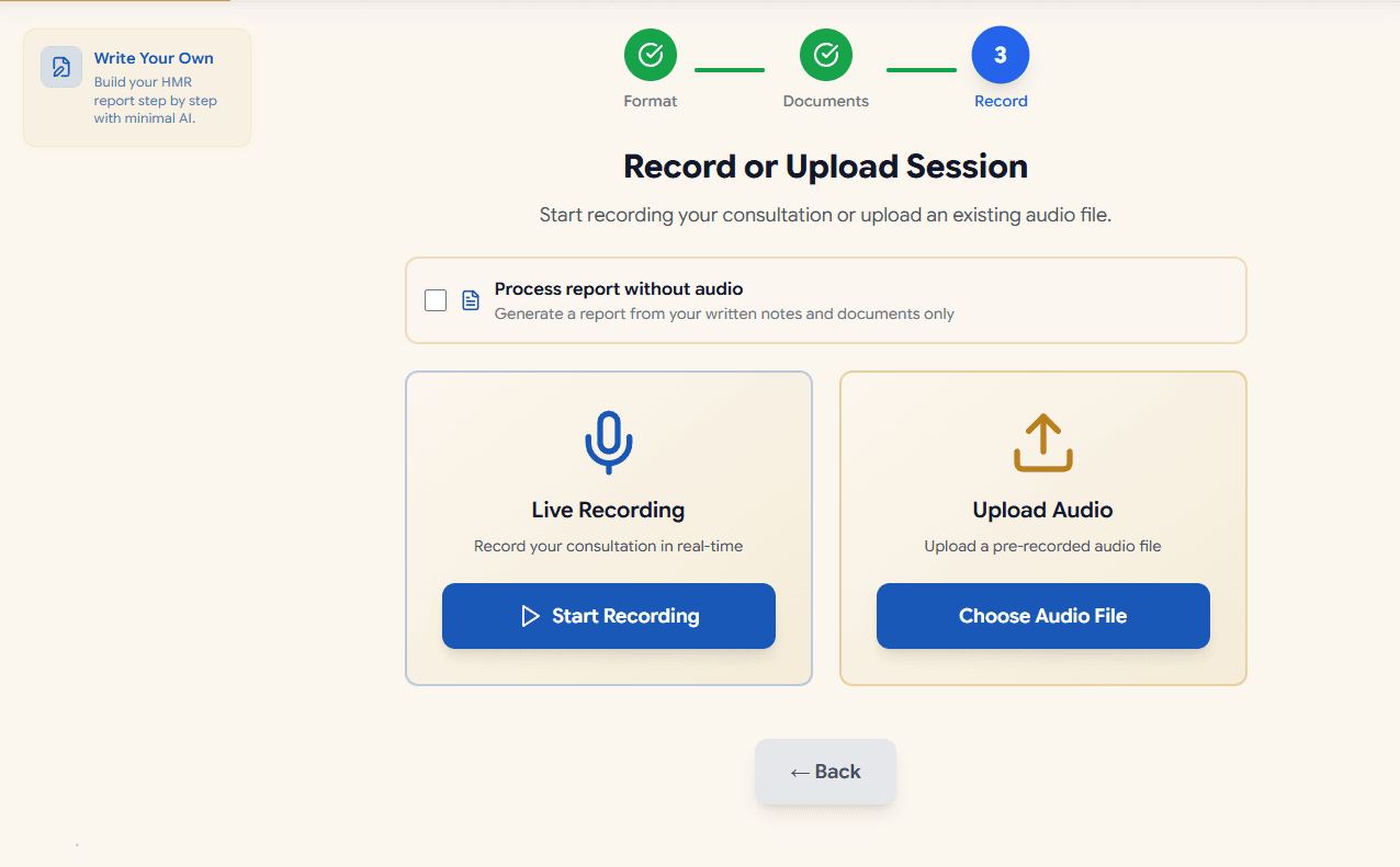 Scribe record audio after completing the home visit